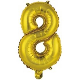 amscan® Folienballon Mini Zahl 8 - 35 cm, gold