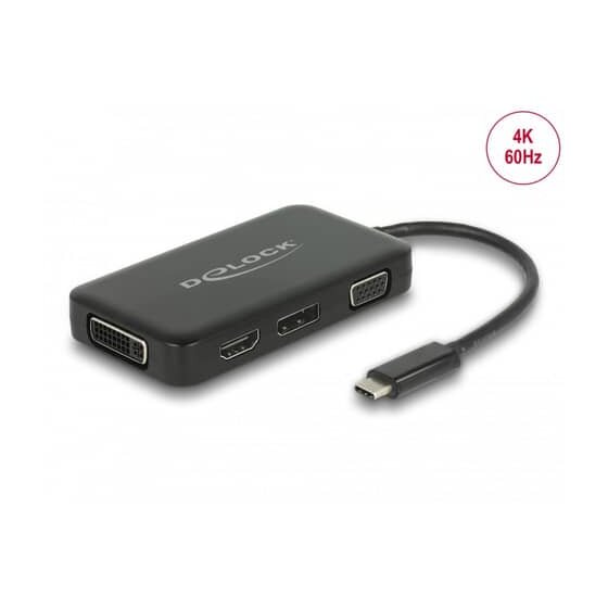 DeLOCK® Adapter USB-C > VGA/HDMI/DVI/DP st/Bu