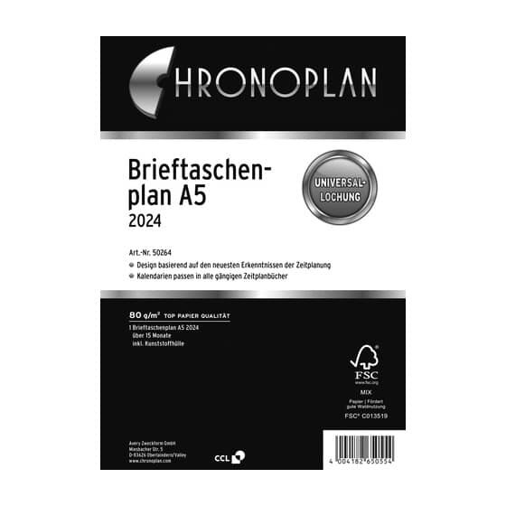 Chronoplan Brieftaschenplaner Monatsplan - A5, inkl. Kunststoffhülle