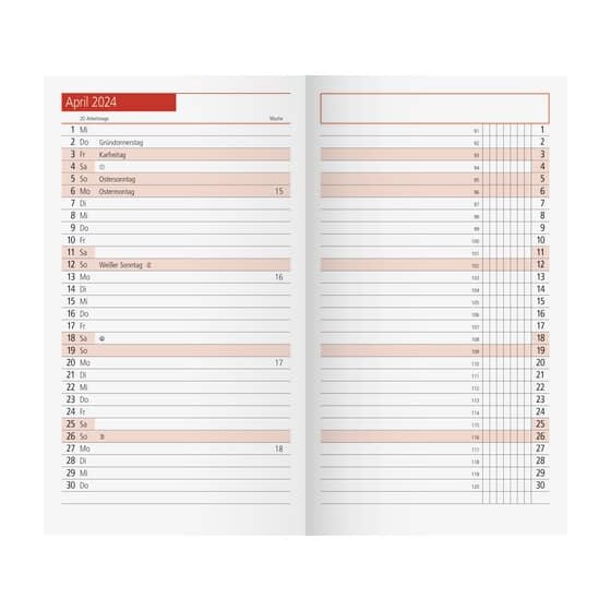 rido® idé® Ersatzkalendarium Taschenkalender Modell TM 11 - 1 Monat / 2 Seiten, 8,7 x 15,3 cm