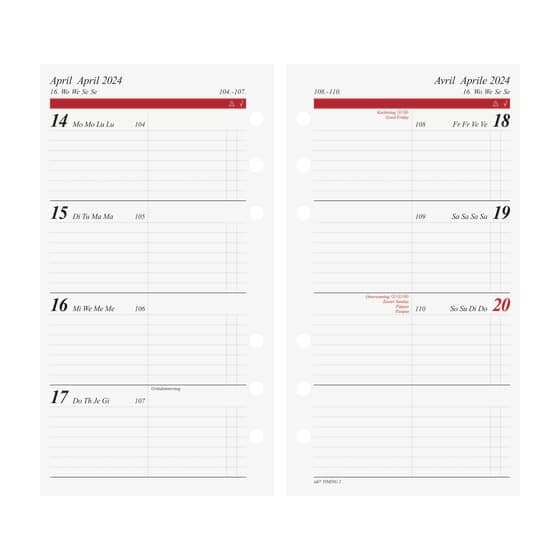 rido® idé® Timing 2 Einlage Wochenplaner - 1 Woche / 2 Seiten, 9,3 x 17,2  cm