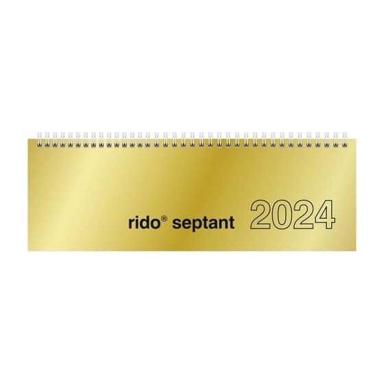 rido® idé® Tischkalender Modell septant - 1 Woche / 2 Seiten, 30,5 x 10,5 cm quer, gold