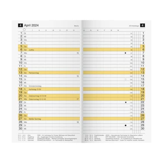 RIDO Ersatzkalendarium Taschenkalender Modell M-Planer - 1 Monat / 2 Seiten, 8,7 x 15,3 cm