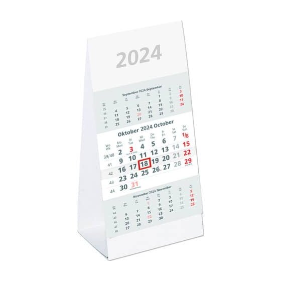 Zettler Tischkalender 980 - 3 Monate / 1 Seite, 9,5 x 19,5 cm