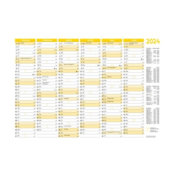 RNK Verlag Tafelkalender quer - B4, 6 Monate je auf Vorder- und Rückseite, 353 x 250 mm