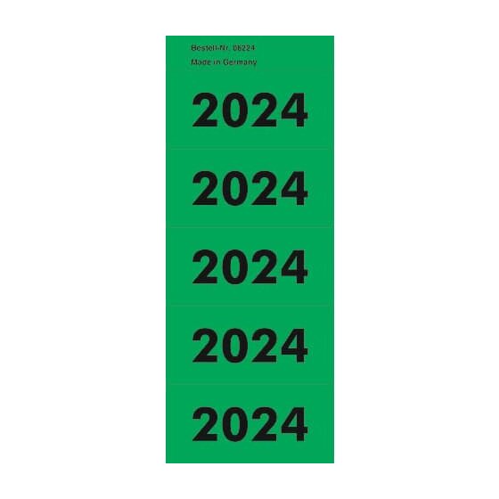 Inhaltsschilder 2024 - selbstklebend, 100 Stück, grün