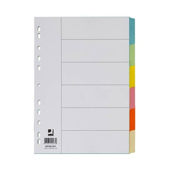 Q-Connect® Farbregister - blanko, A4, Manila Karton, 6 Blatt + Deckblatt