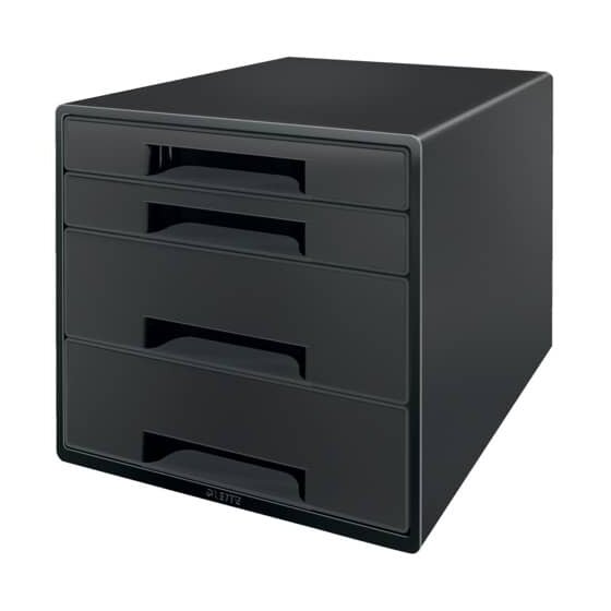 Leitz 5372 Schubladenbox Recycle CUBE - 4 geschlossene Schubladen, schwarz