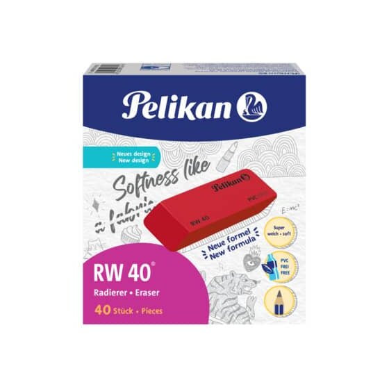 Pelikan® Radierer RW 40 - 20 x 8 x 57 mm, rot, Kunststoff