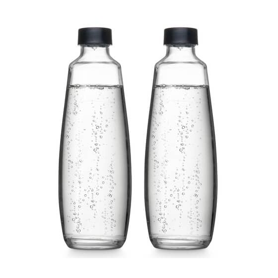 sodastream Trinkflasche Glas 1 Liter - transparent/schwarz, 2er-Pack