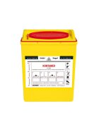 SÖHNGEN® KONTAMED-Sicherheitsbehälter - ca. 1,7 L, signalgelb, rote Wandhalterung