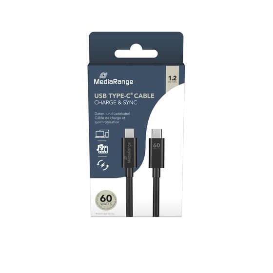 MediaRange  USB Type-C® Lade- und Datenkabel, USB 3.0,  1.2m, schwarz