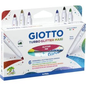 GIOTTO Faserschreiber Turbo Glitter Maxi - 6 Farben sortiert