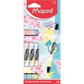 Maped® Textmarkeretui Fluo Duo - 3 Stifte, Pastell...
