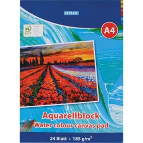 STYLEX® Aquarellblock - A4, 185 g/qm, 24 Blatt