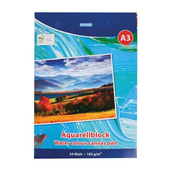 STYLEX® Aquarellblock - A3, 185 g/qm, 24 Blatt