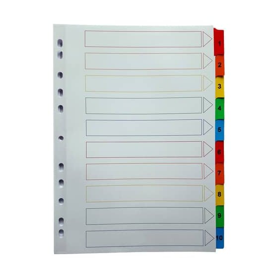 Zahlenregister - 1 - 10, Karton, A4, 10 Blatt + Indexblatt, weiß