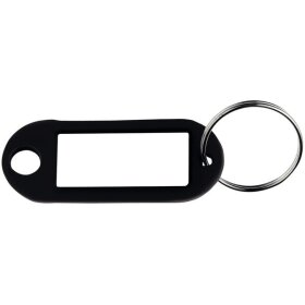 Schlüsselanhänger, schwarz, mit beschriftbaren Etiketten, VE = 1 Packung á 100 Stück