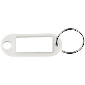 Schlüsselanhänger, weiß, mit beschriftbaren Etiketten, VE = 1 Packung á 100 Stück