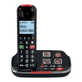 Telefon mit Anrufbeantworter Swissvoice Xtra 2355, 4 Bildwahltasten, Anrufschutz, Sprachausgabe der eigehenden Nummer, schwarz