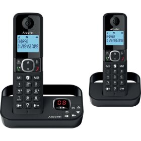 Telefon mit Arufbeantworter F860 Voice DE DUO, Freisprechfunktion, 2 Direktwahltasten, 3 Kurzwahlspeicher, 2x AAA NiMH Akkus (inklusive), schwarz