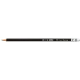 Bleistift 1112, Härtegrad: HB, mit Radiergummi, Schaftform: 6-kant, Schaftfarbe: schwarz
