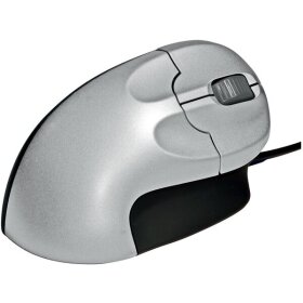 Grip Mouse Vertikale Maus, kabelgebunden, für Rechtshänder, 2 Tasten und Scrollrad, silber/schwarz