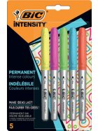 BIC Intensity Permanent Marker, mittlere Spitze, verschiedene Neon-Farben, 5er Pack