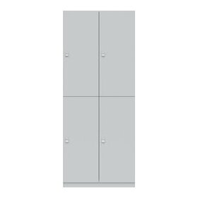 Garderobenschrank Pren, 4 Abteile, je 1 Fach, Türen abschließbar, aus Holz, 1970 x 800 x 500 mm, weiß