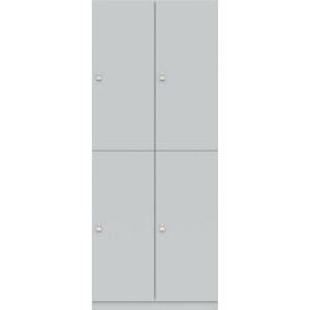 Garderobenschrank Pren, 4 Abteile, je 1 Fach, Türen abschließbar, aus Holz, 1970 x 800 x 500 mm, weiß