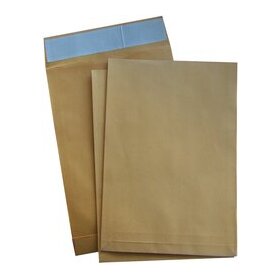 Faltentasche DIN C4, ohne Fenster, haftklebend, 140g/qm, natronbraun, 40 mm Klotzboden, 100 Stück