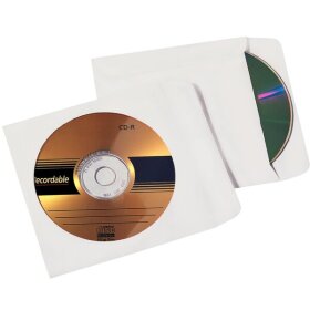 CD/DVD-Hüllen weiß, selbstklebend, mit Fenster, 2000 Stück