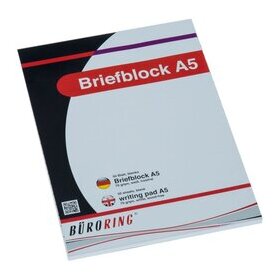 Briefblock, DIN A5, 50 Blatt, blanko, holzfrei, weiß, 70g/qm