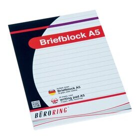 Briefblock, DIN A5, 50 Blatt, liniert, holzfrei, weiß, 70g/qm