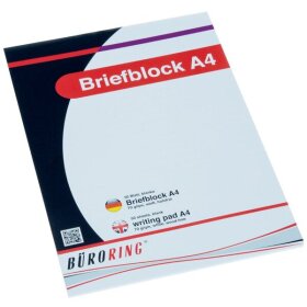 Briefblock, DIN A4, 50 Blatt, blanko, holzfrei, weiß, 70g/qm