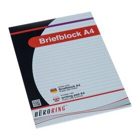 Briefblock, DIN A4, 50 Blatt, liniert, holzfrei, weiß, 70 g/qm