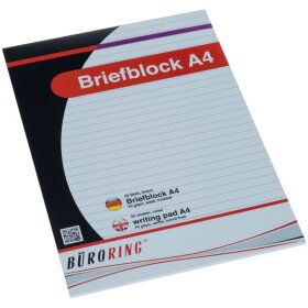 Briefblock, DIN A4, 50 Blatt, liniert, holzfrei, weiß, 70 g/qm