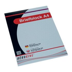 Briefblock, DIN A4, 50 Blatt, kariert, holzfrei, weiß, 70 g/qm