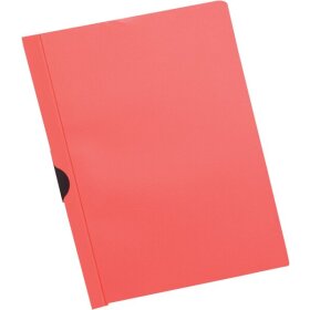 Klemmhefter DIN A4, rot, Metallklemme, Fassungsvermögen 30 Blatt, transparenter Vorderdeckel
