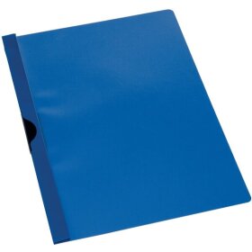Klemmhefter DIN A4, dunkelblau, Metallklemme, Fassungsvermögen 30 Blatt, transparenter Vorderdeckel