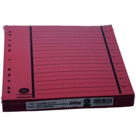 Trennblätter DIN A4, rot, vollfarbig, schwarzer Orgadruck, 100 Stück, 230g/qm RC Karton