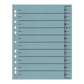 Trennblätter DIN A4, blau, vollfarbig, schwarzer Orgadruck, 100 Stück, 230g/qm, RC Karton