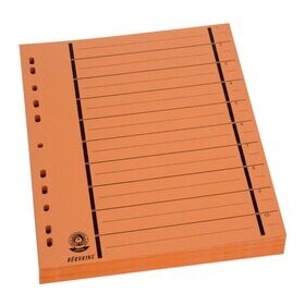 Trennblätter DIN A4, orange, vollfarbig, schwarzer Orgadruck, 100 Stück, 230g/qm, RC Karton