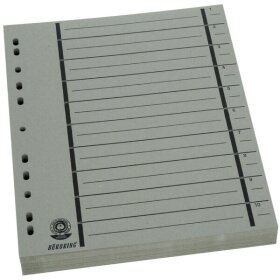 Trennblätter DIN A4, grau, vollfarbig, schwarzer Orgadruck, 100 Stück, 230g/qm RC Karton