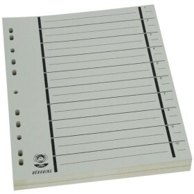 Trennblätter DIN A4, beige, vollfarbig, schwarzer Orgadruck, 100 Stück, 230g/qm, RC Karton