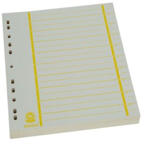 Trennblätter DIN A4, chamois, gelber Orgadruck, 100 Stück, 230g/qm RC Karton