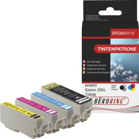 Multipack Tintenpatrone XL, ersetzt Epson T2636, 1 x 21 ml, 3 x 14 ml, BK/C/M/Y