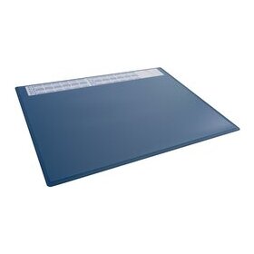 Schreibunterlage 650 x 500 mm, blau, PP, mit transparenter Folienauflage und Kalender, rutschfest, abgerundete Ecken