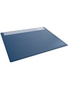 Schreibunterlage 650 x 500 mm, blau, PP, mit transparenter Folienauflage und Kalender, rutschfest, abgerundete Ecken
