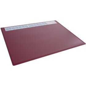 Schreibunterlage 650 x 500 mm, rot, PP, mit transparenter Folienauflage und Kalender, rutschfest, abgerundete Ecken